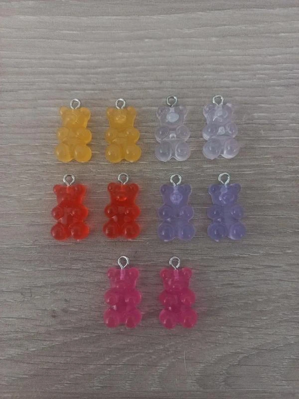 Lot De Pendentifs "Ourson" Résine